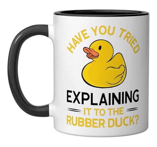 Software-Developer Programming Rubber Duck Debugging Ceramic Mug, Black/White