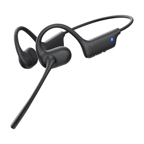 CXK Open Ear Headphones with Mic, Bluetooth 5.4 Dual Noise Canceling Mic for Clear Calls, 23g Lightweight Headset with Mute Button, 12H Playtime Air Conduction Headphones for Call, Meeting, Drivingng