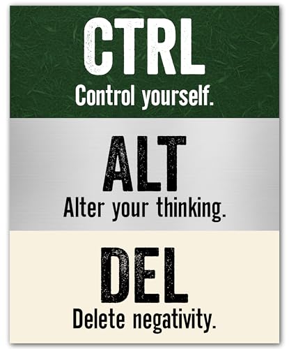 ZUKIY Ctrl Alt Del Motivational Poster - Tech Posters for Office Wall Decor - Computer Science Inspirational Wall Art - 8x10 Unframed Print for Classroom Studio Home or Dorm Room