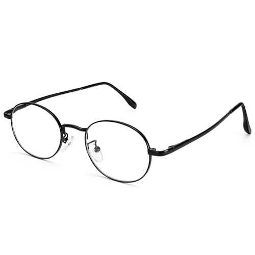 Dollger Oval Blue Light Glasses for Women Retro Anti Bluelight Blocker Glasses Men for Computer Small Metal Frame Eyeglasses