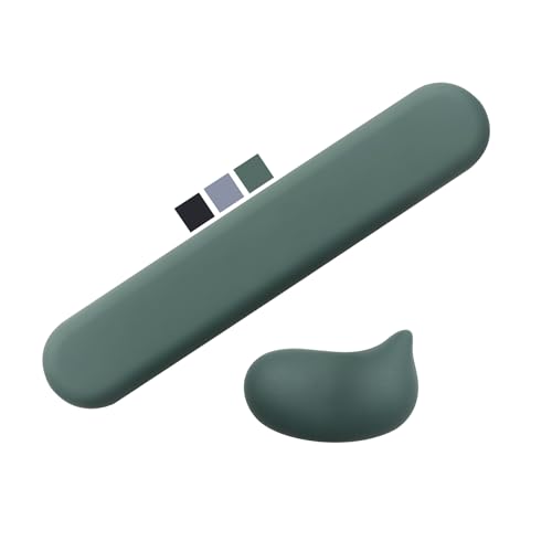 Wrist Rest for Keyboard and Mouse Pad, Ergonomic Memory Foam Keyboard Wrist Rest Set, Luxe Leather, Non-Slip Desk Accessories for Office and Home (Green)