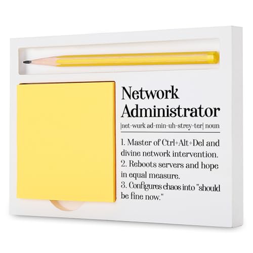 Network Administrator Gift, Funny Wooden Sticky Note Holder for Desk.