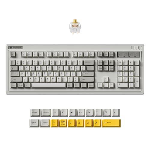 Keychron R6 Retro Wireless Mechanical Keyboard, 100% Full Size Hot Swappable RGB Super Banana Switch, QMK Tri-Mode(2.4 GHz/Bluetooth/Wired), Compatible with Mac PC Linux