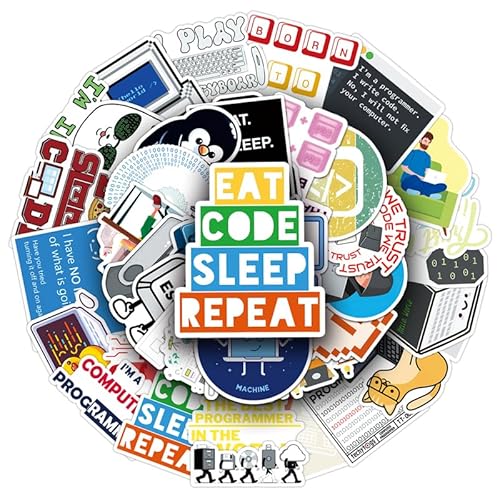 50PCS Programming Stickers.Vinyl Waterproof Stickers. Gifts for Teen Adults Programmers Engineers, Developers Stickers for Laptop Water Bottles Luggage Holiday Gift
