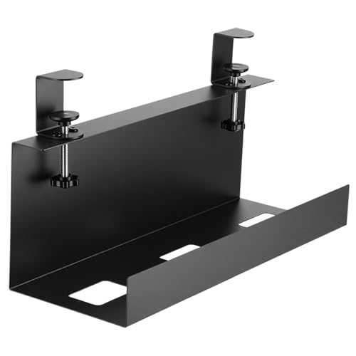 Otoolling Under Desk 16 Inch Cable Management Tray No Drill Clamp-on Power Strip Cable Organizer Metal Wire Cord Tamer for Office Home(6×6in,Black)