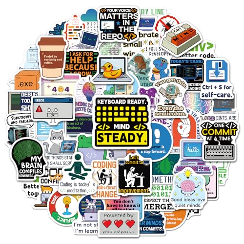 SigyoJeom 200PCS Programming Stickers, Coding Vinyl Stickers for Laptop Water Bottle, Computer Science Gifts for Programmers Engineers, Waterproof IT & Tech Decals