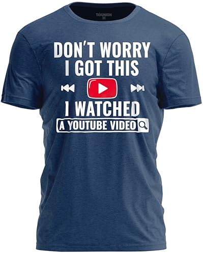 TeeUnion Funny DIY Repair Mechanic T-Shirt for Men – I Watched a YouTube Video Shirt Heather Navy