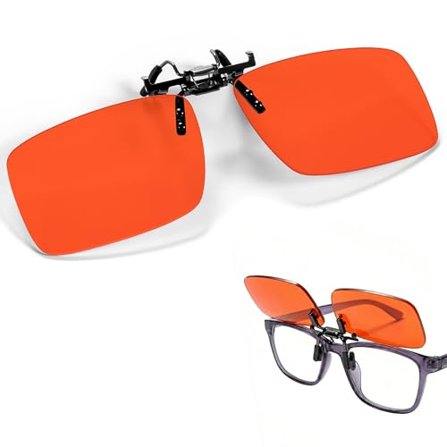 OptiCraft Clip On Blue Light Blocking Glasses for Men Women, Flip-Up Design to Wear Over Prescription Glasses for Computer Gaming, Anti UV Blue Light Filter Relieve Eye Strain & Improve Sleep