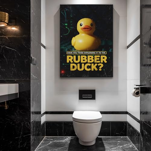 Rubber Duck Debugging Poster Funny Film Noir Stlyframed for Living Room Bedroom Decor To Hang (12Lx8W,WFramed)