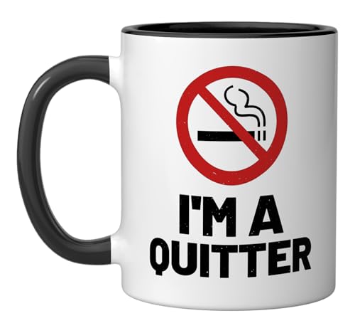 I'm A Quitter Non-Smoker Quit Smoking No Smoking Ceramic Mug, Black/White
