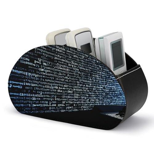 LDGSUPH Programmer Programming Code Remote Control Holder with 5 Compartments PU Leather TV Remote Caddy Storage Box Multi-functional Desk Storage Organizer Box Anti-slip Desktop Caddy