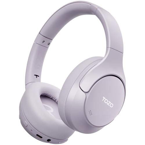 TOZO HT3 Hybrid Noise Cancelling Headphones, 90H Battery Life Wireless Over Ear Bluetooth 6.0 Foldable Headset, AI Voice Assistant with 5 Mics, Connect 2 Devices and Hi-Res Sound, 32 EQ Audio Presets