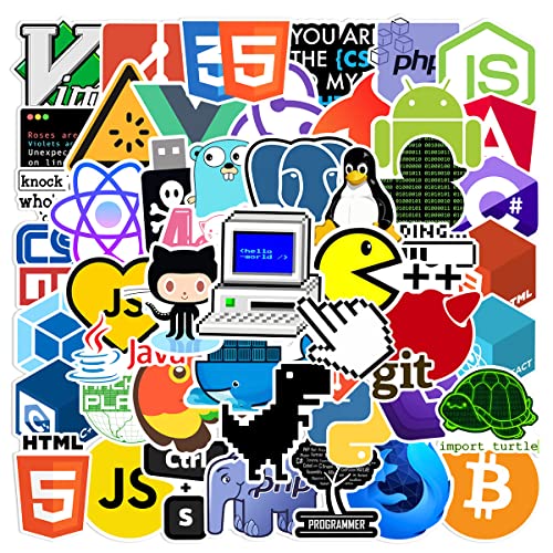 50pcs Programming Stickers,Vinyl Waterproof Decals,Gifts for Developers Programmers Hackers Engineers IT Code Program Stickers for Laptop,Computer,Water Bottles,Luggage,skis,Bicycles,Cars(Programme)