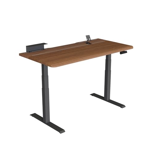 Vari ComfortEdge 60x30 Inch Adjustable Electric Standing Desk with TechTrack – Sit Stand VariDesk with Memory Presets, Included Phone Stand & Shelf, 200 LB Capacity, Tool-Free Assembly (Walnut)