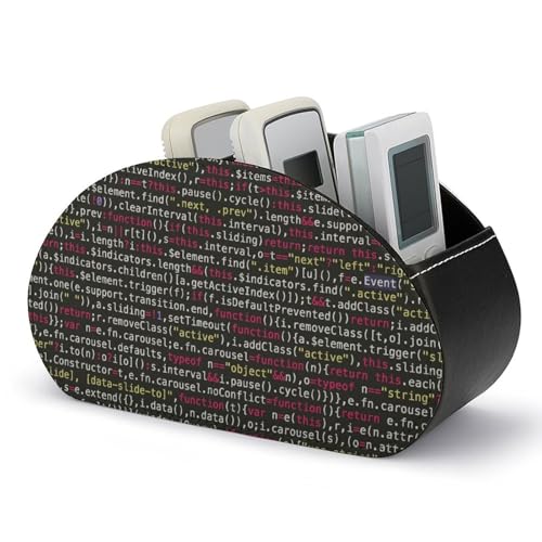 FodPand Leather Remote Control Holder with 5 Compartments TV Remote Holder Controller Holder Remote Organizer Programmer Programming Code Remote Caddy Storage Box for Bedside Table Office Desk