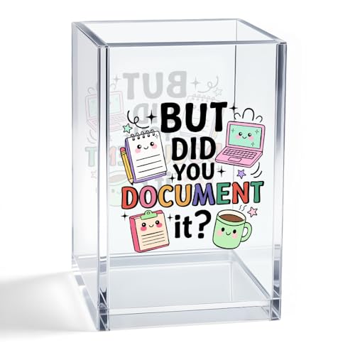 WHTYEFZ But Did You Document It Acrylic Organizer Pencil Pen Holder, HR Humor Office Desk Accessories Holder, Funny Office Decor Gifts for Women Human Resources Accountant Programmer Graphic Coworker