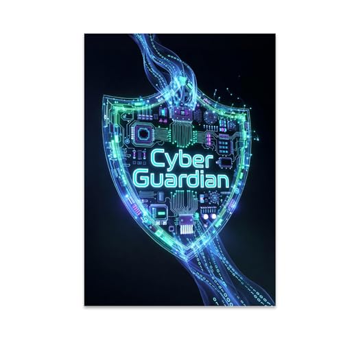 Cybersecurity Office Poster Print - Futuristic Tech Wall Art - 13x19 - Modern Digital Design