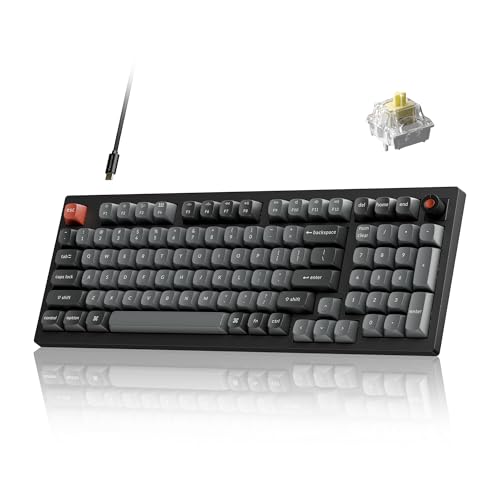 Keychron V5 8K 96% Wired Mechanical Keyboard, 8000 Hz Polling Rate Hot-Swappable QMK Programmable Keyboard with Numpad & Knob, RGB Backlit, Ergonomic for Mac Windows Linux-Tactile Banana Switch