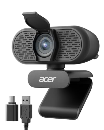 Acer A610 1080p Webcam for PC with Microphones Computer Camera for Meeting