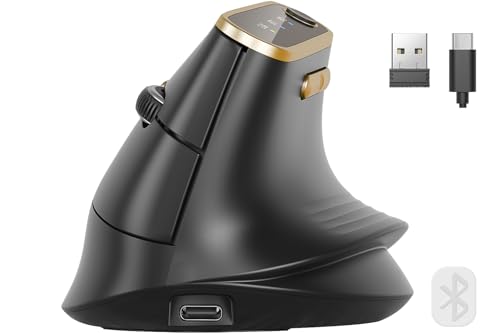 SABLUTE MAM4 Ergonomic Vertical Mouse for M/L Hands, 8K DPI, Ultra-Fast Scrolling, 6 Programmable Buttons, Tri-Mode Wireless Rechargeable Mouse, 800mAh Built-in Battery, for PC/Mac/Laptop, Black