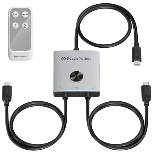 Cable Matters 40Gbps USB C KVM Switch for 2 Laptops, Thunderbolt Compatible