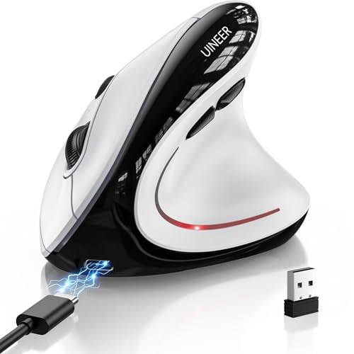 Uineer Ergonomic Wireless Vertical Mouse, 3-Mode Bluetooth 5.0/4.0 & 2.4GHz