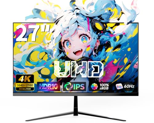 HGFRTEE 27 Inch 4K UHD Monitor, IPS Computer Monitor, HDR10, 100% sRGB