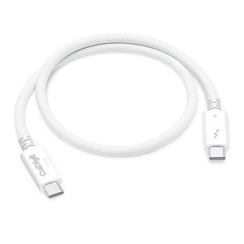 CalDigit Thunderbolt 4 Pro Braided Cable - 40Gbps 240W Power Delivery, Compatible with Thunderbolt 3, Thunderbolt 5, USB4 Type C, MacBook Pro, iMac, iPhone 17 (Pro 0.5m Thunderbolt 4/USB4, White)