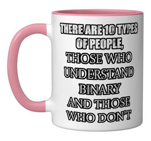 There Are 10 Types Of People, Binary Joke Ceramic Mug, Pink/White