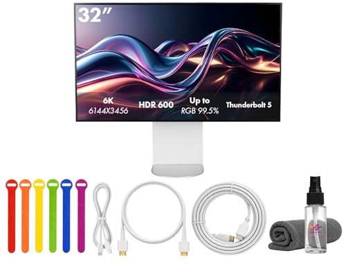 LG UltraFine evo 32U990A-S 32" 6K (6144×3456) Nano IPS Black Professional Monitor | 60Hz, DisplayHDR 600, Thunderbolt 5, HDMI 2.1, DisplayPort 2.1, USB-C, Built-In Speakers & Adjustable Stand - Bundle