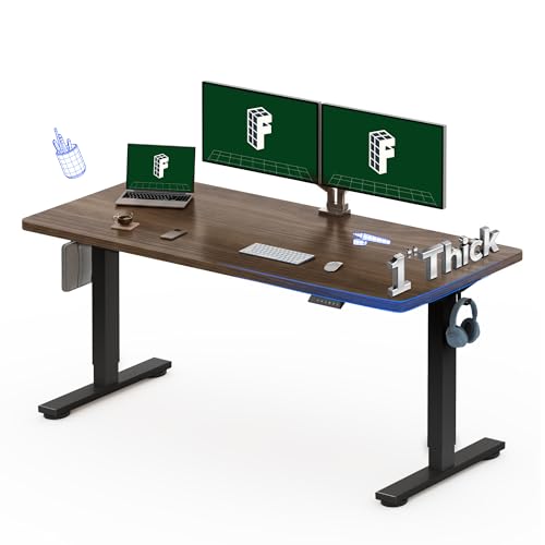 FLEXISPOT 60"x24" Electric Standing Desk, Black Walnut
