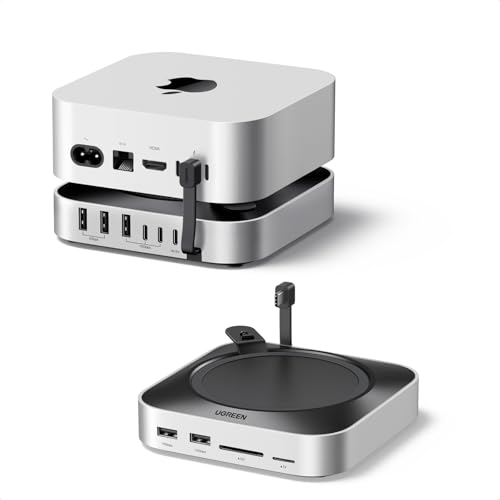 UGREEN Mac mini M4 Dock & Stand with NVMe SSD Enclosure, 3 USB A 10Gbps, USB C Data Port, SD Card Reader for Mac mini M4/ M4 Pro