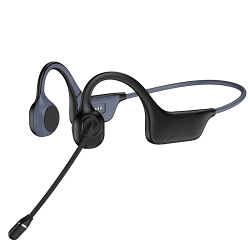 Meetings Open-Ear Headphones with Rotatable Noise-Canceling Boom Mic, Bone Conduction Bluetooth 5.4 Headphones with One-Touch Mute&Magnetic Charging for All-Day Use, Perfect for Driving Learning(Black
