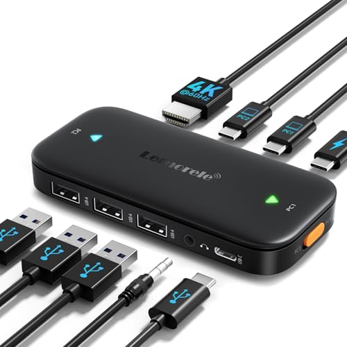 Lemorele USB-C KVM Switch for 2 USB-C DP Alt Mode Devices