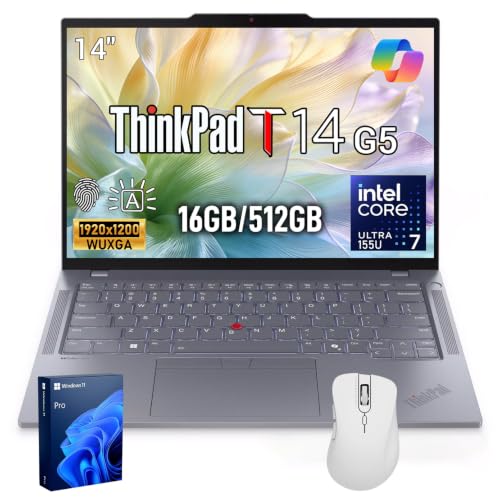 Lenovo ThinkPad T14 Business AI Laptop, 14" HD+ IPS,Intel Core Ultra 7 155U