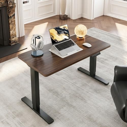 Perledesign Small Electric Standing Desk Adjustable Height, 32 inch, 4 Memory Height Settings, Sit Stand Up Desk for Home Office & Computer Workstation, Black Walnut