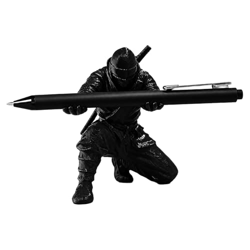 ASTRULUME Ninja Pen Holder for Desk - Cool Samurai Figurine Pencil Stand & Office Decor, Gifts for Men
