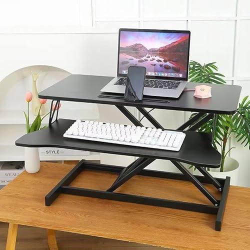 Panana Standing Desk Converter, Height Adjustable Sit to Stand Up Workstation, Dual Monitor and Laptop with Wide Keyboard Tray for Home Office (25.6")