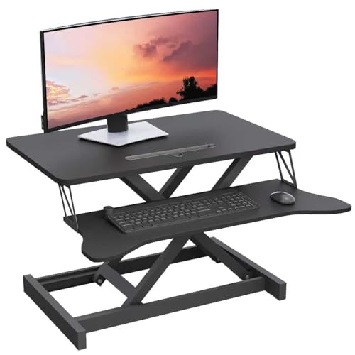 Panana Standing Desk Height Adjustable Sit to Stand Converter Stand Up Desk Tabletop Workstation Dual Monitor Desk Riser for Home Office (32")