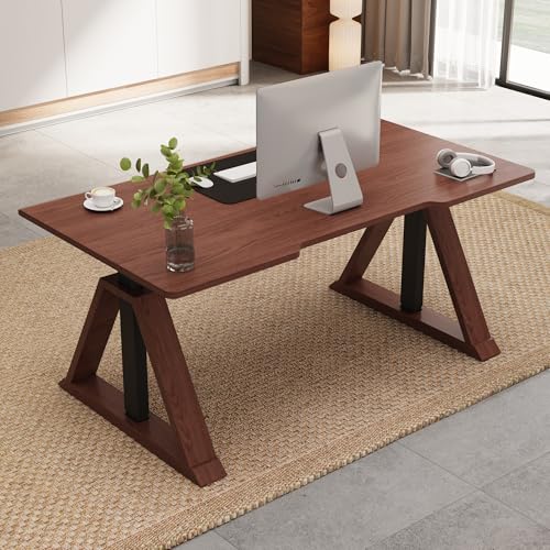 FLEXISPOT 60 x 30 Inch Oak Executive Standing Desk, Dual Motor Electric Height Adjustable Desk, Computer Desk for Home Office and Writing, 222 LBS, Walnut