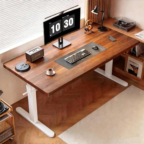 OVZXSD 39-Inch Manual Standing Desk with Wheels & Power Outlets - Adjustable Height Computer Desk, Mobile Workstation for Home Office, Gaming, and Study(B,39.3 * 23.6 * 39.3in)