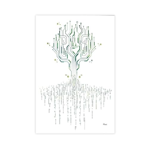 Abstract Tree With Binary Code Roots Watercolor Print Computer IT Print Green Tech Poster Big Data Symbol Technology Science Print - Etsy(4c5f42b6)(3) Canvas Poster Wall Art Prints Room Aesthetic Mur