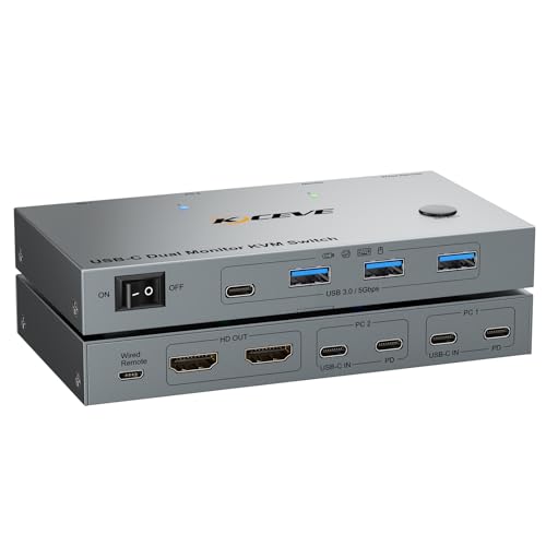 2 Port USB-C KVM Switch 2 Monitors 2 Laptops Dual Monitor KVM USB-C Docking