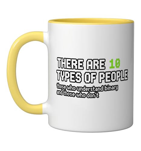 There Are 10 Types Of People Funny Binary Programmer Nerd Ceramic Mug, Yellow/White
