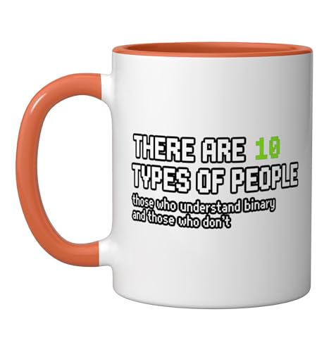 There Are 10 Types Of People Funny Binary Programmer Nerd Ceramic Mug, Orange/White