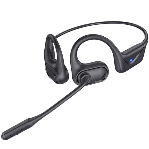 ZORIOXI Open Ear Headphones with Mic, 29g Bluetooth Headset, Air Conduction Headphones with Dual Device Connection & Mute, Wireless Headset with Mic for Work, Driving, Office, Workout, Black