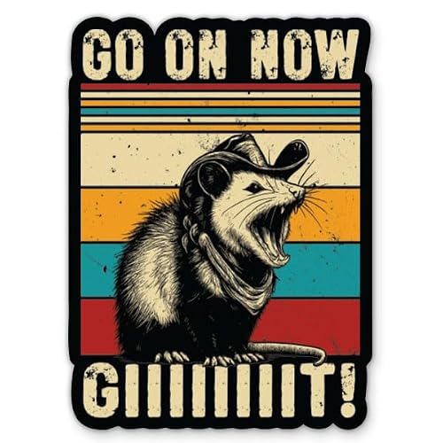 Go On Now Git Opossum Sticker - Funny Retro Decal, 3 in