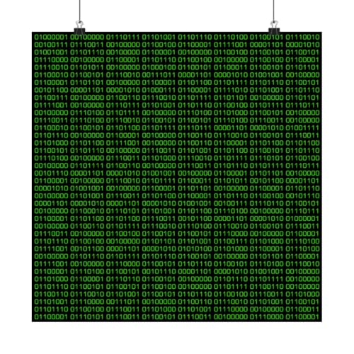 3dRose Binary Code - Black and Green Poster Matte 12x12