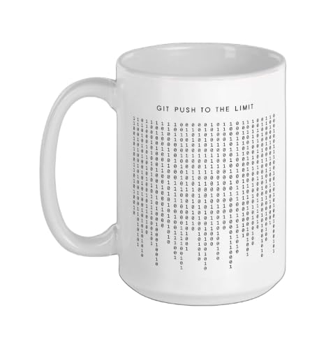 Git Push To The Limit - Funny Minimalist Programmer Ceramic Mug, White, 15oz