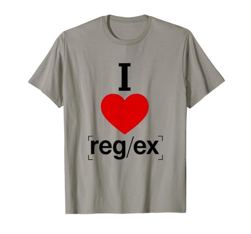 I Heart Regex Bold Typography Design T-Shirt, Men, Slate Grey, Large